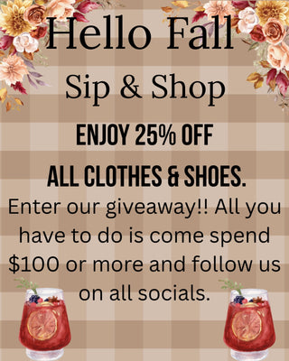 Hello Fall Sip & Shop - Join Us Saturday, September 12th!