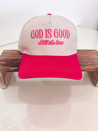 God Is Good All The Time Cap - Fuchsia