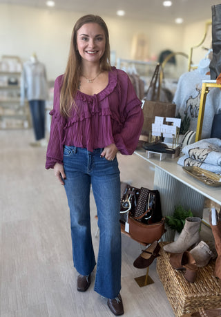 Maddie Sheer Scoop Neck Blouse - Rose