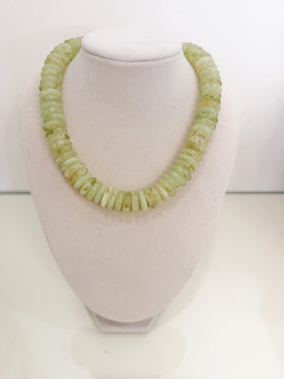 Disk Bead Necklace - Green/Gold
