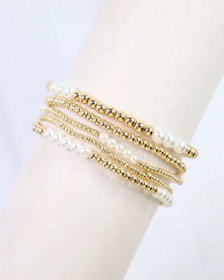 Bartlesville Pearl Beaded Bracelet Set - Gold