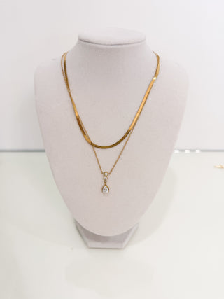 Dorielle 18K Gold Non-Tarnish Layered Teardrop Necklace
