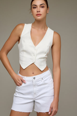 Hidden Denim Shorts - White