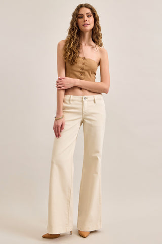 Hidden Flare Trouser - Ecru