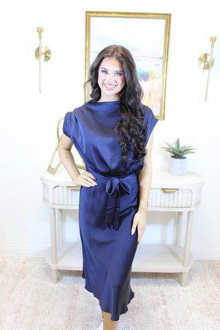 Claire Midi Dress - Navy