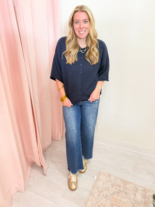 Kelsey Short Sleeve Cardigan - Navy