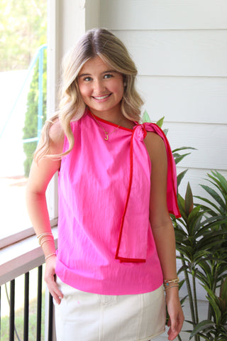 Ally One Shoulder Top - Hot Pink