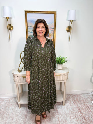 Scout Puff Sleeve Plus Dress - Olive