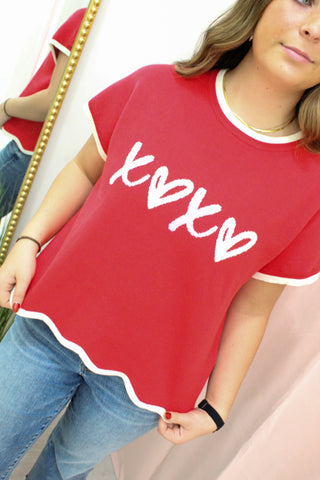 XOXO Knit Top - Red