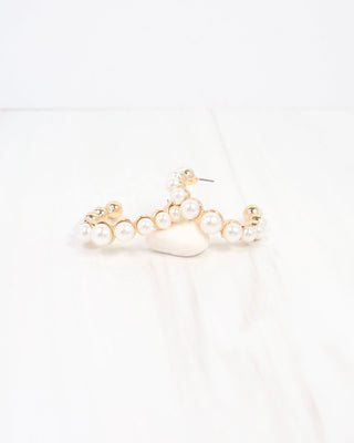 Bari Pearl Lined Hoop Earring - Gold