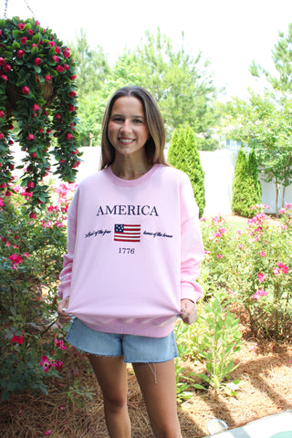 USA Graphic Sweatshirt - Light Pink