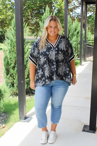 Maren Floral Top - Black