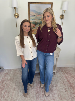 Lillian Button Up Top - Cream