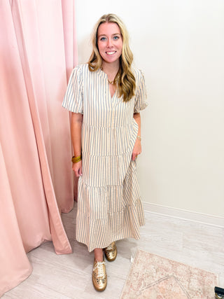 Kinsley Stripe Dress - Black/Tan