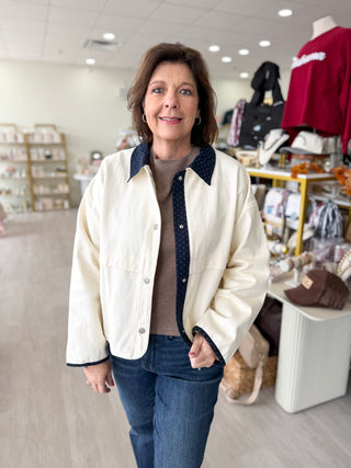 Polka Dot Jacket - Cream/Navy
