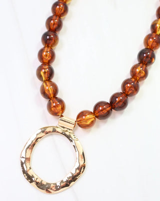 Mariah Beaded Open Pendant Necklace