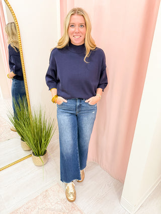 Mallory Sweater Top - Navy