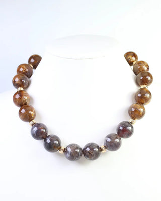 Talbot Beaded Necklace - Dark Gray Tortoise