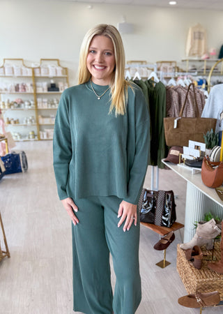 Viscose Sweater Pant Set - Ash Jade