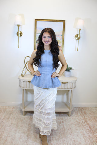 Madeline Sleeveless Top - Light Blue