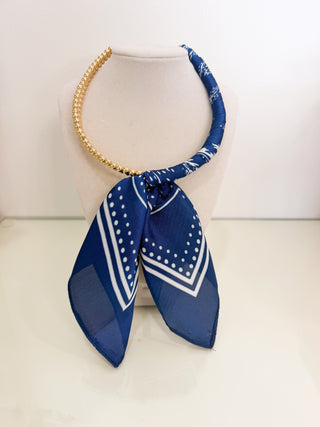 Scarf Necklace Collar Necklace - Navy/Burgundy