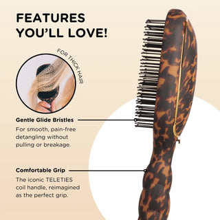 Teleties Detangler Hair Brush For Thick Hair - Tortoise