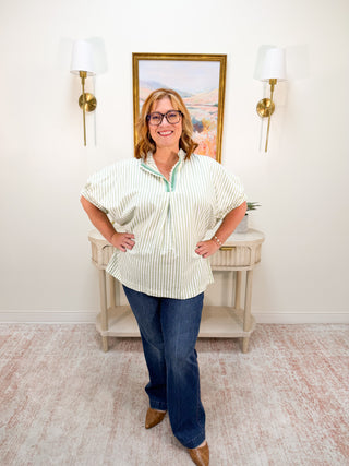 Farrah Striped Top - Sage