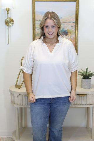 Janie Seersucker Top - Ecru