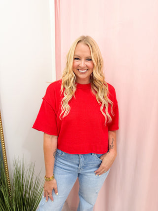 Bella Sweater Top - Red