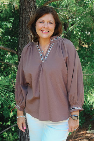 Mal Puff Sleeve Top - Chocolate