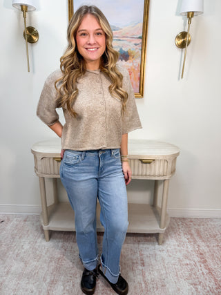 Mid Rise Cuffed Jeans