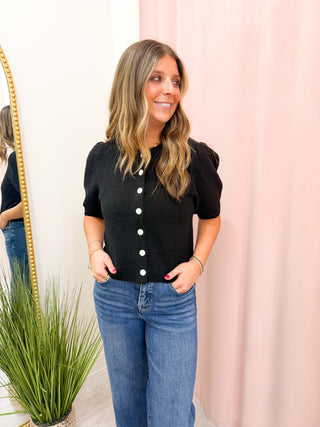 Minnie Button Up Sweater - Black