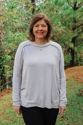 Zenana Melange High Low Long Sleeve - Ash Mocha