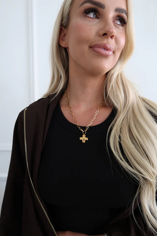 Paperclip Cross Necklace - Silver
