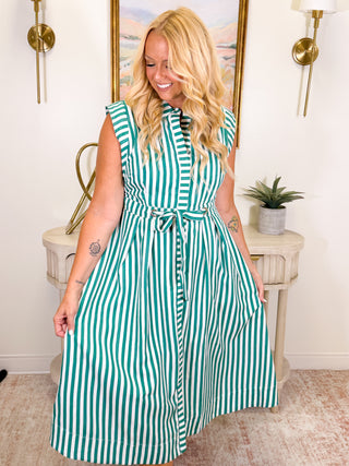 Kiley Striped Midi Dress - Green