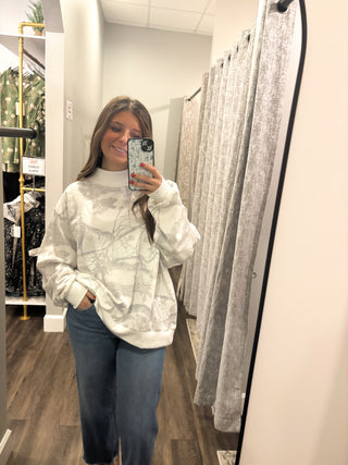 Camo Oversized Mock Neck Sweatshirt