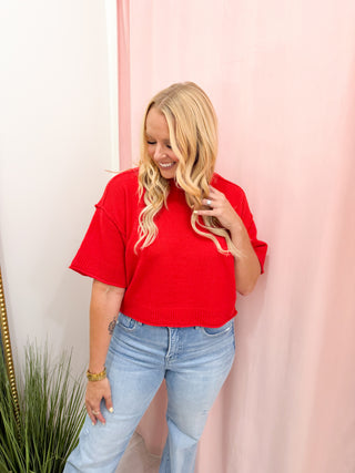 Bella Sweater Top - Red