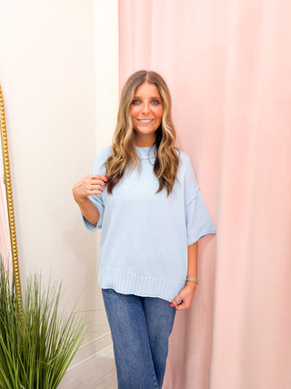 Lindsey Short Sleeve Sweater - Dream Blue