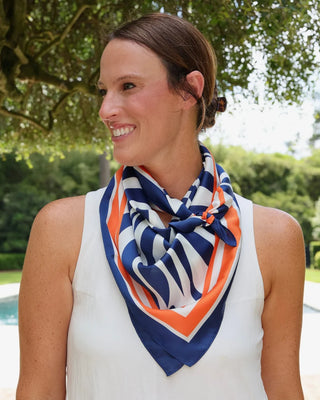 Harper Striped Scarf Large - Navy/Orange