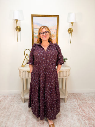 Scout Puff Sleeve Plus Dress - Plum