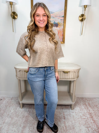 Mid Rise Cuffed Jeans