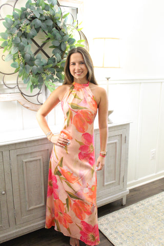 Kailani Halter Midi Dress - Pink