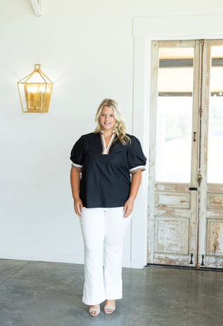 Katie Puff Sleeve Top - Black