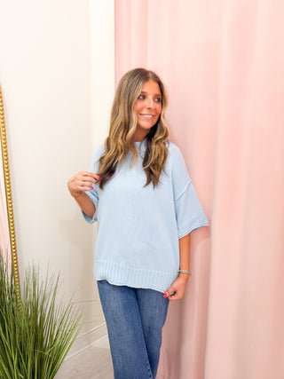 Lindsey Short Sleeve Sweater - Dream Blue