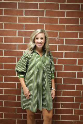 Mara Striped Dress - Olive