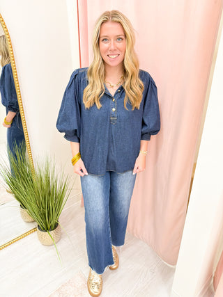 Paisley Top - Dark Denim