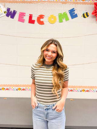 Brooklyn Stripe Top - Olive