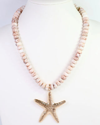 Aster Beaded Starfish Necklace - Blush