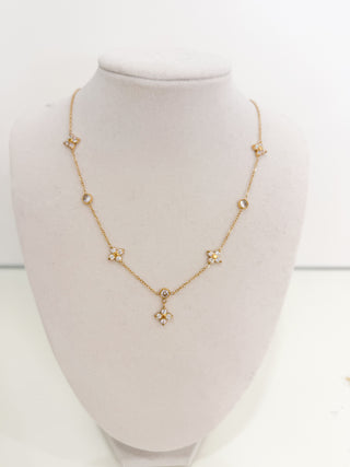 Aveline 18K Gold Non-Tarnish CZ Floral Chain Necklace