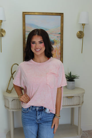 Zenana Halo Washed Oversized Top - Tan Rose